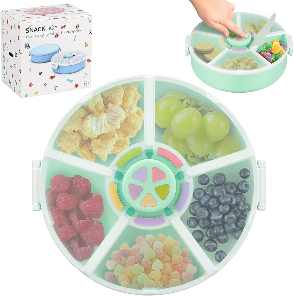Kids Original Snack Spinner Bundle - Reusable Snack Container with 5 Compartment Dispenser and Li... | Amazon (US)