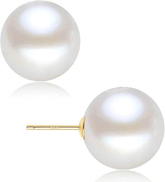 EFTKOY 18K Gold Plated 925 Sterling Silver Shell Pearl Stud Earrings,Hypoallergenic to Sensitive ... | Amazon (US)