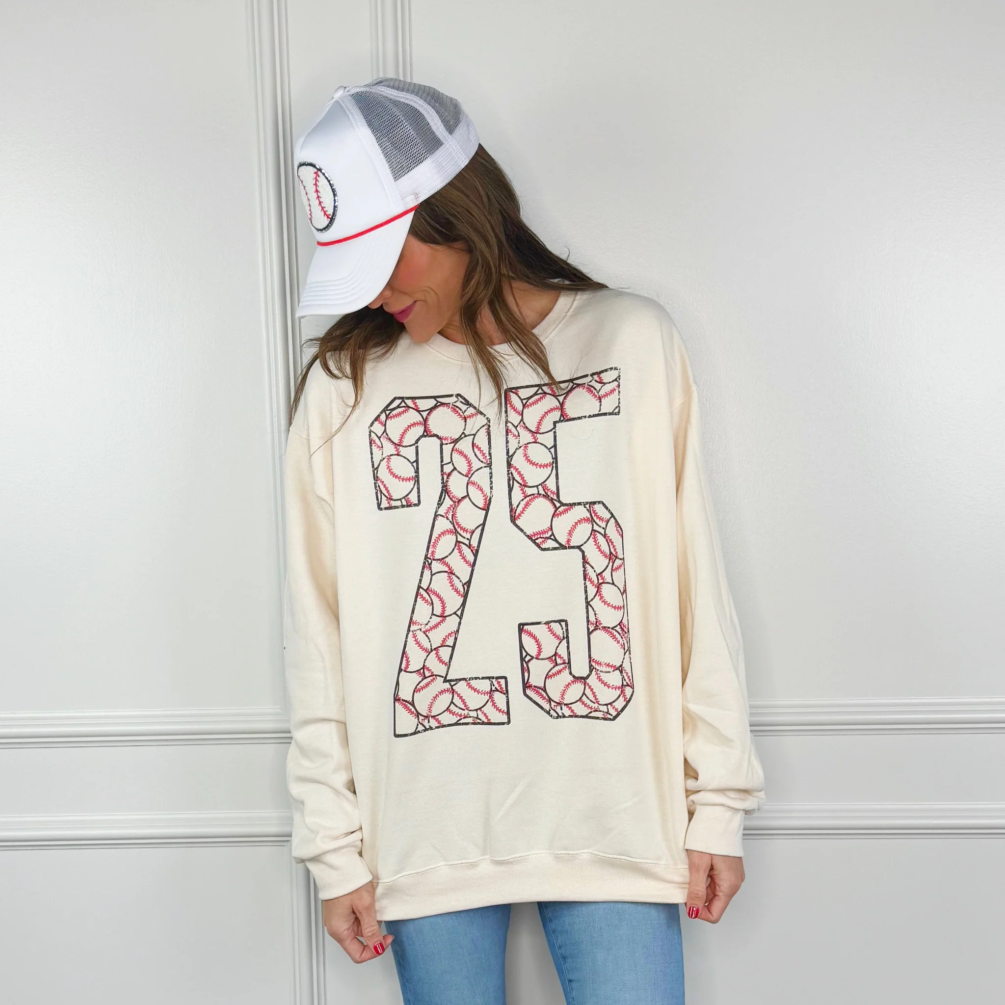 Custom Baseball Number Y&A Sweatshirt | Poppy & Pine