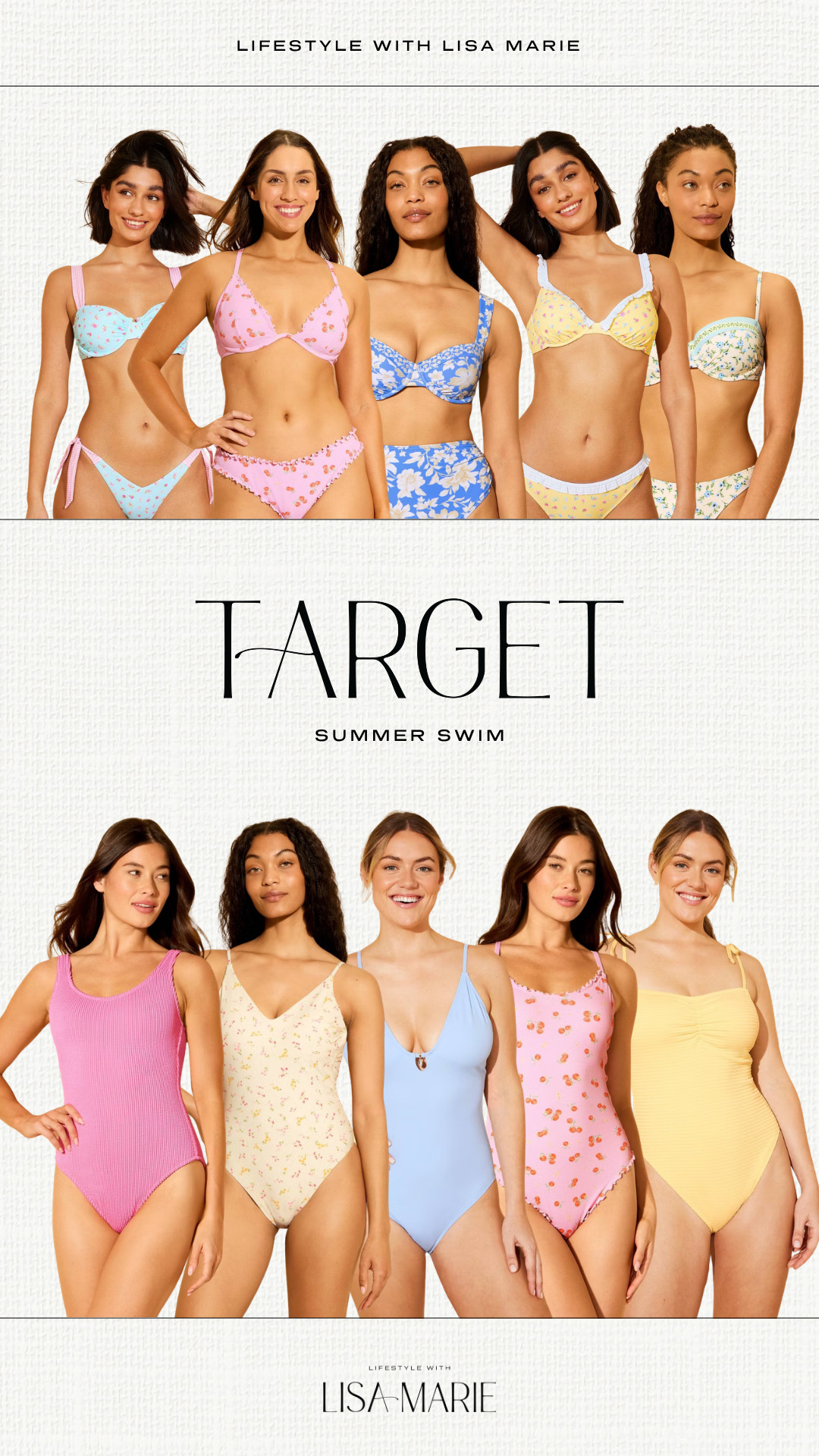 Target new summer swim arrivals! Pastel and floral swimsuits, bikini sets, bathing suits and one pieces. Bustier bikini tops. High and low waisted bikini bottoms. Swimsuits for vacations, resorts, cruises, pool, boat and beach. Full coverage swimwear for moms.

#LTKmomlife #LTKSeasonal #LTKSwim