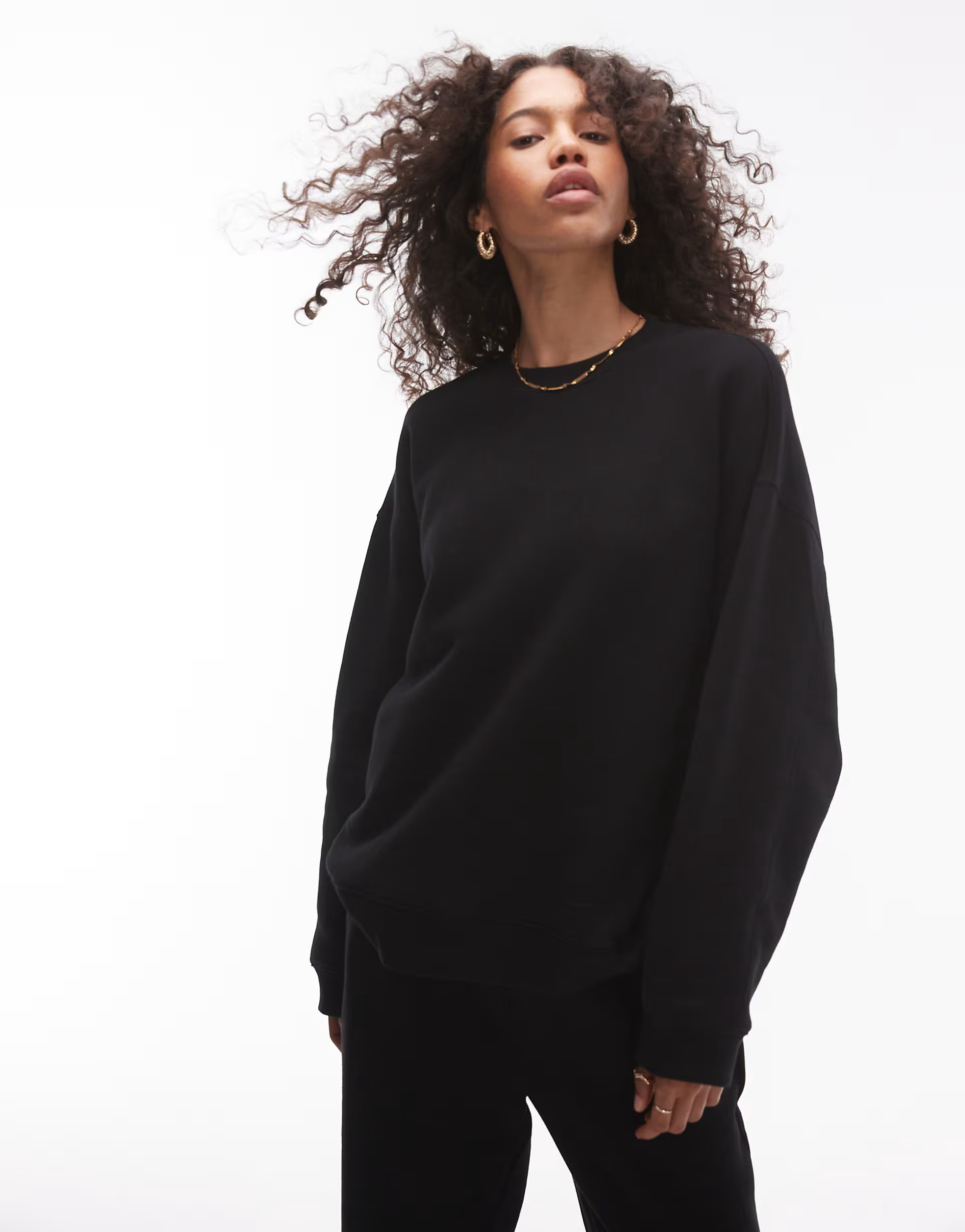 Topshop premium co ord seam detail sweatshirt in black | ASOS (Global)