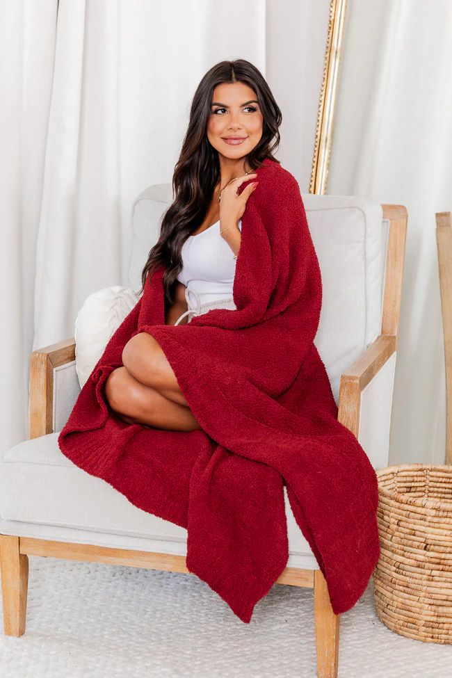 Sincere Wish Burgundy Fuzzy Blanket | Pink Lily