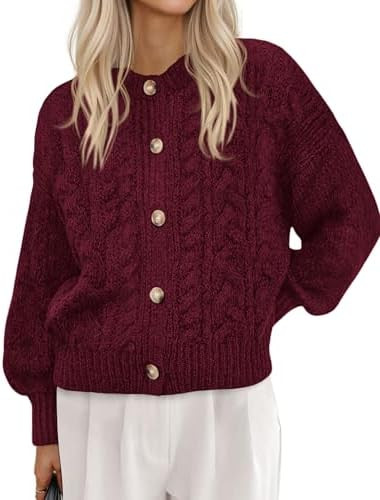 BTFBM Suéteres tipo cárdigan para mujer, moda de otoño, 2025, con botones, manga larga, tejido... | Amazon (US)