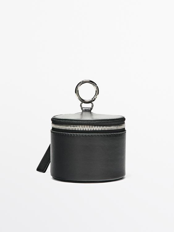 Round nappa leather bag with rhinestones | Zara US