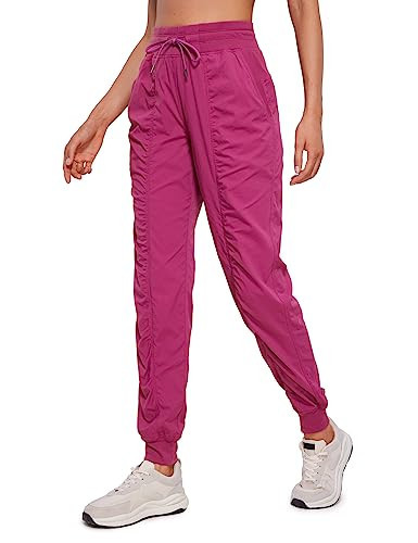 CRZ YOGA Lightweight Workout Joggers for Women, High Waisted Outdoor Running Casual Track Pants with Pockets Magenta Purple X-Large | Amazon (US)