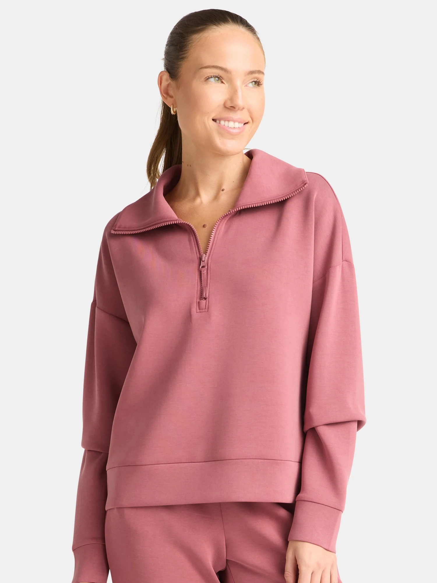 Avia Women's and Women's Plus Knit Quarter Zip Pullover, Sizes XS-4X | Walmart (US)