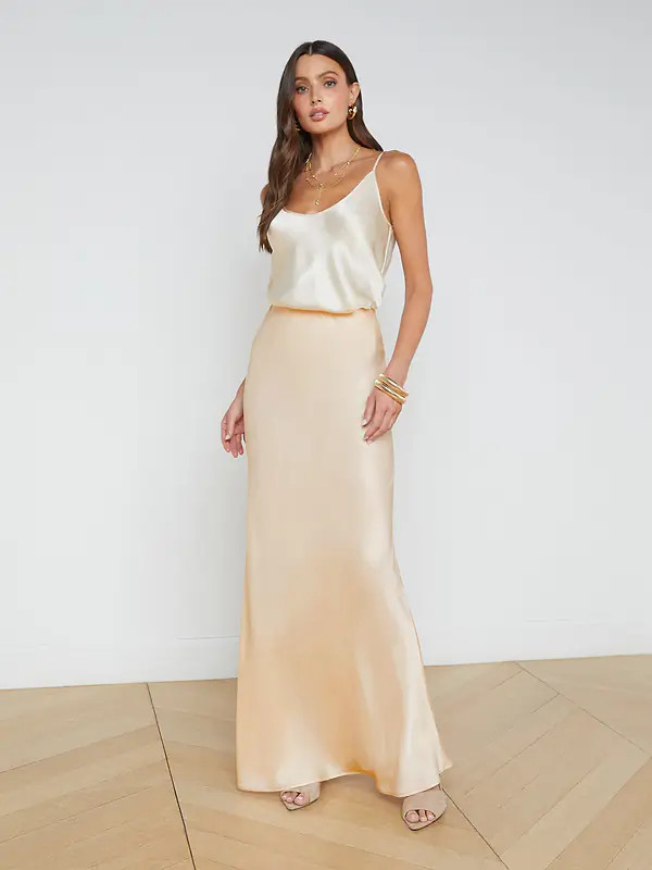 Zeta Maxi Skirt in Pearl | L'AGENCE | L'Agence