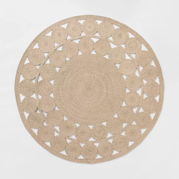 Round Ornate Braided Outdoor Rug Natural - Opalhouse™ | Target