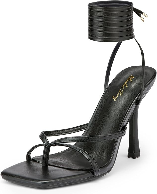Elisabet Tang Women Sexy Strappy Heeled Sandals,4 inch/10cm Lace Up Square Open Toe Heels Stilett... | Amazon (CA)