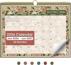 2026 Calendar, 18-Month Wall Calendar Runs from Jan 2026 to Jun 2027, 11.5" x 14.7", Large Monthl... | Amazon (US)