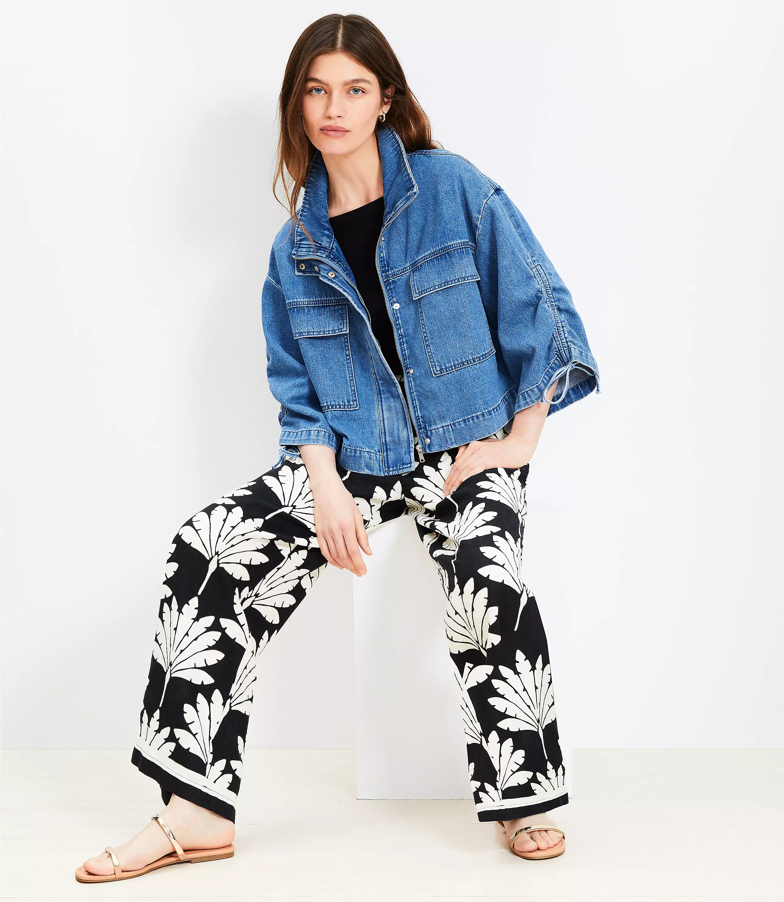 Tie Sleeve Utility Jacket | LOFT