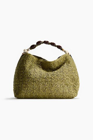 H & M - Straw Shoulder Bag - Olive Green | H&M (US + CA)