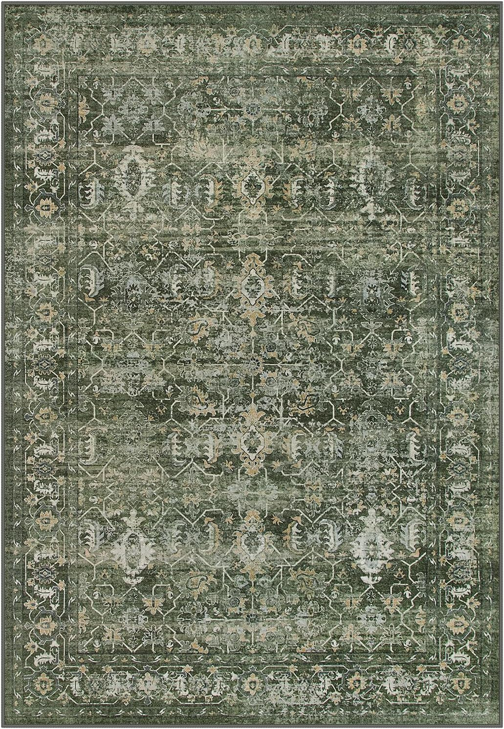 Lahome Boho Green 8x10 Area Rugs Living Room Rugs,Washable Bedroom Rug 8x10 Under Bed,Distressed ... | Amazon (US)