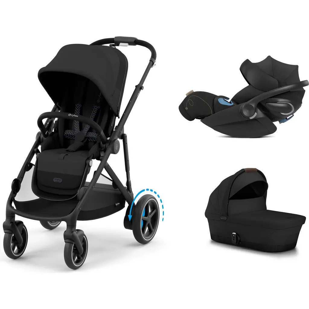 CYBEX eGazelle S Stroller, Cloud G Lux Infant Car Seat & eGazelle Cot Travel System in Moon Black at Nordstrom | Nordstrom