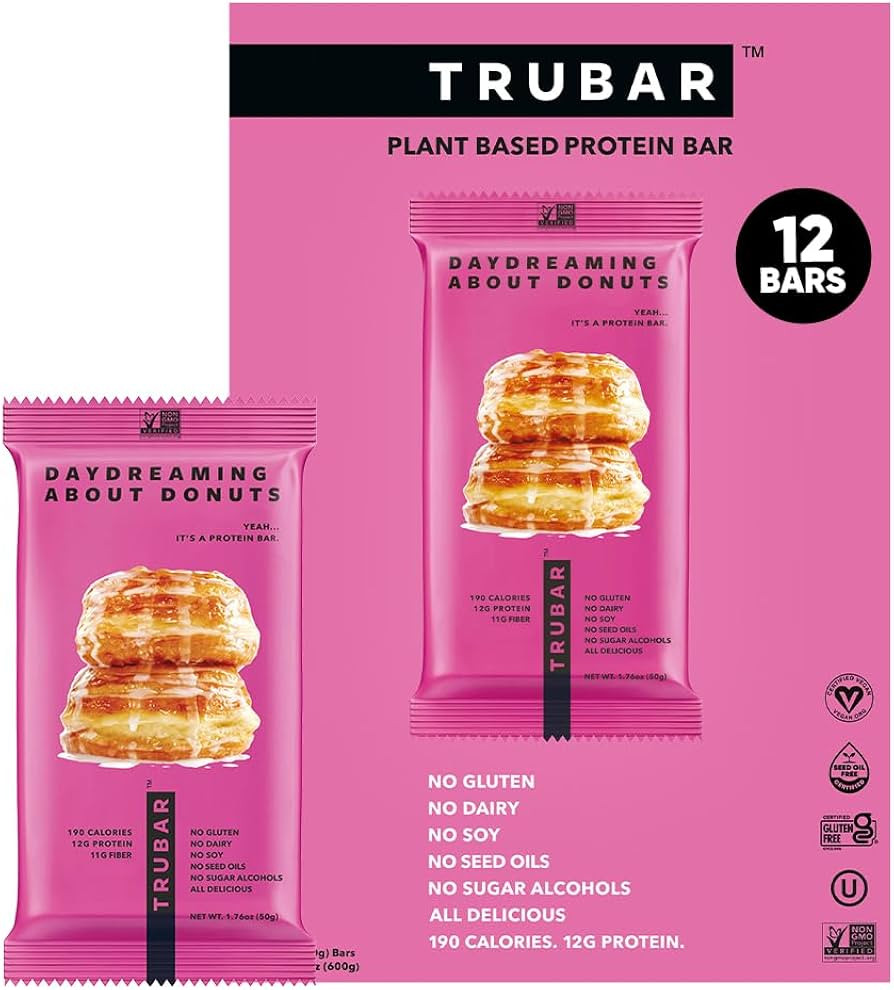 TRUBAR Vegan Protein Bar, Daydreaming About Donuts, Gluten Free, Plant Based, High Fiber, Dairy F... | Amazon (US)