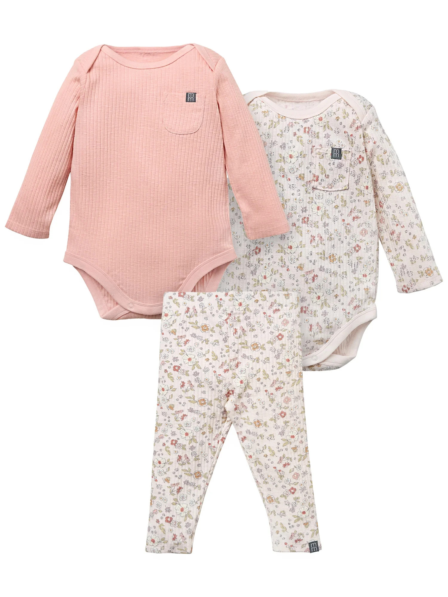 Modern Moments by Gerber Baby Neutral Bodysuits and Legging Organic Outfit Set, 3-Piece, Sizes 0/... | Walmart (US)