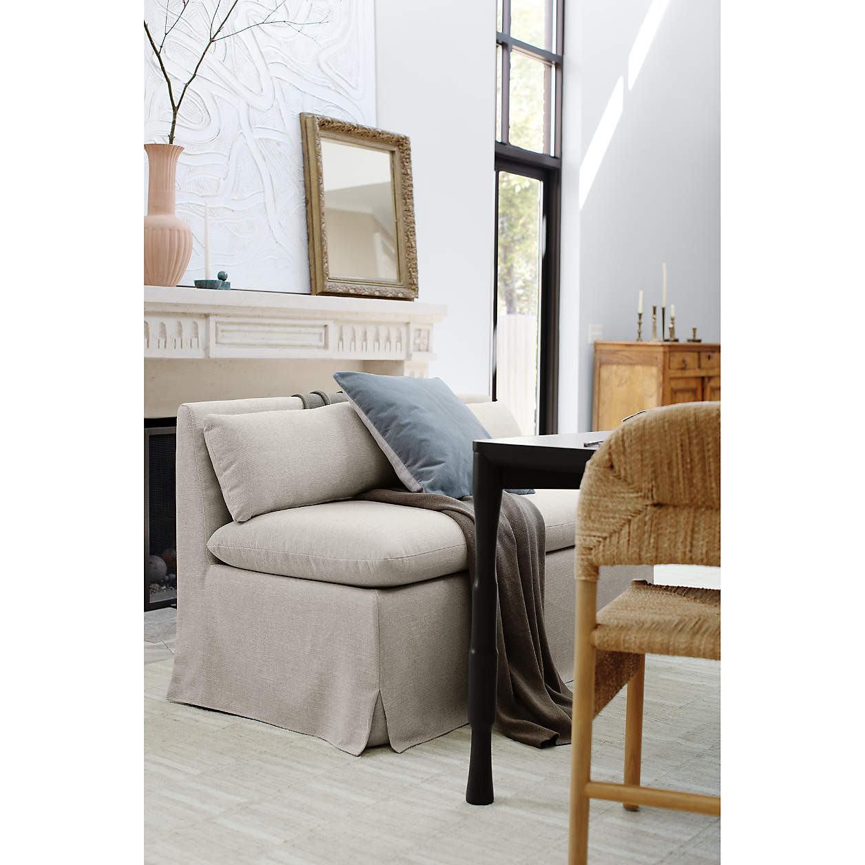 Belmar Slipcovered Dining Banquette Bench with Performance Fabric + Reviews | Crate & Barrel | Crate & Barrel