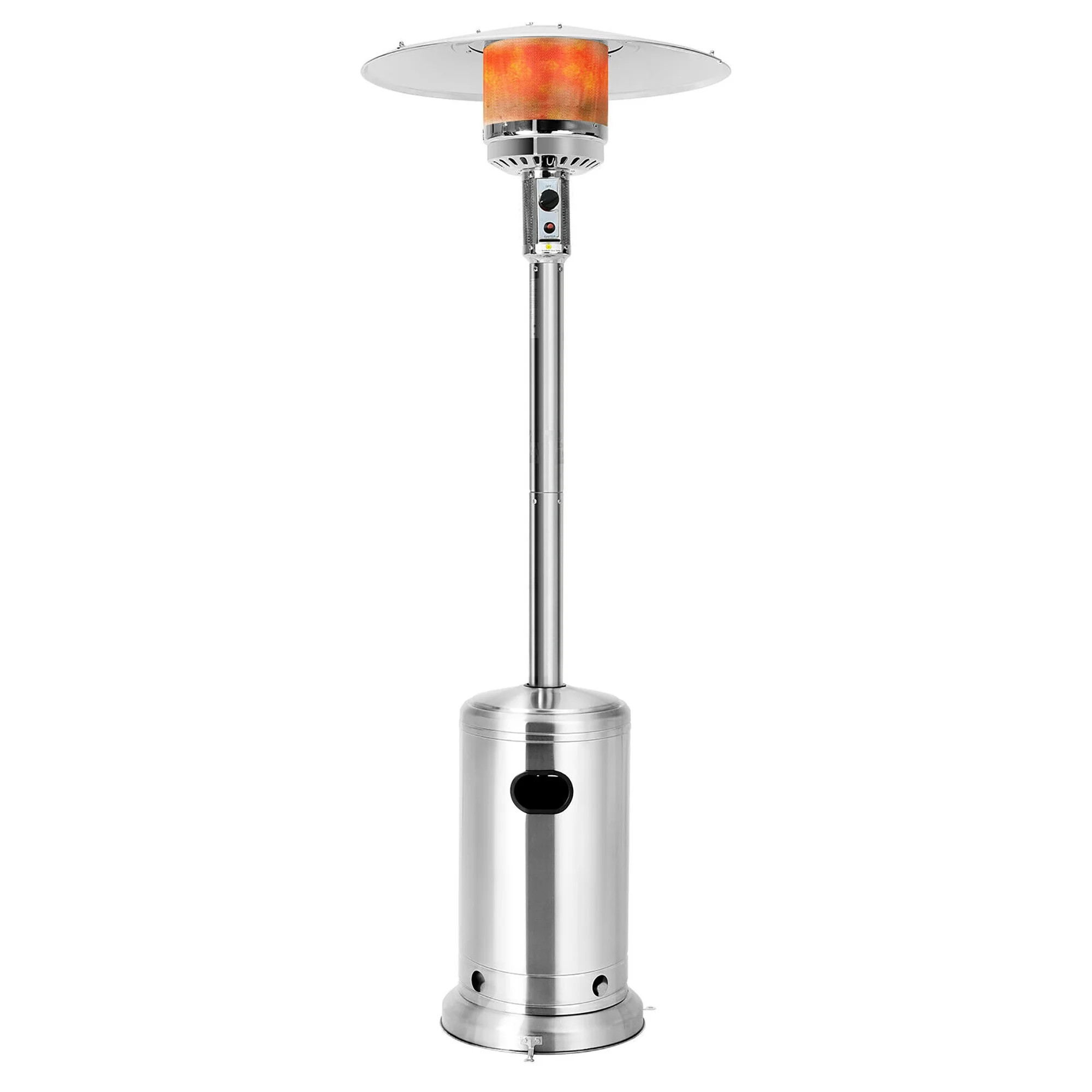 Costway 50000 BTU Propane Patio Heater Standing LP Gas Steel with Wheels Silver - Walmart.com | Walmart (US)