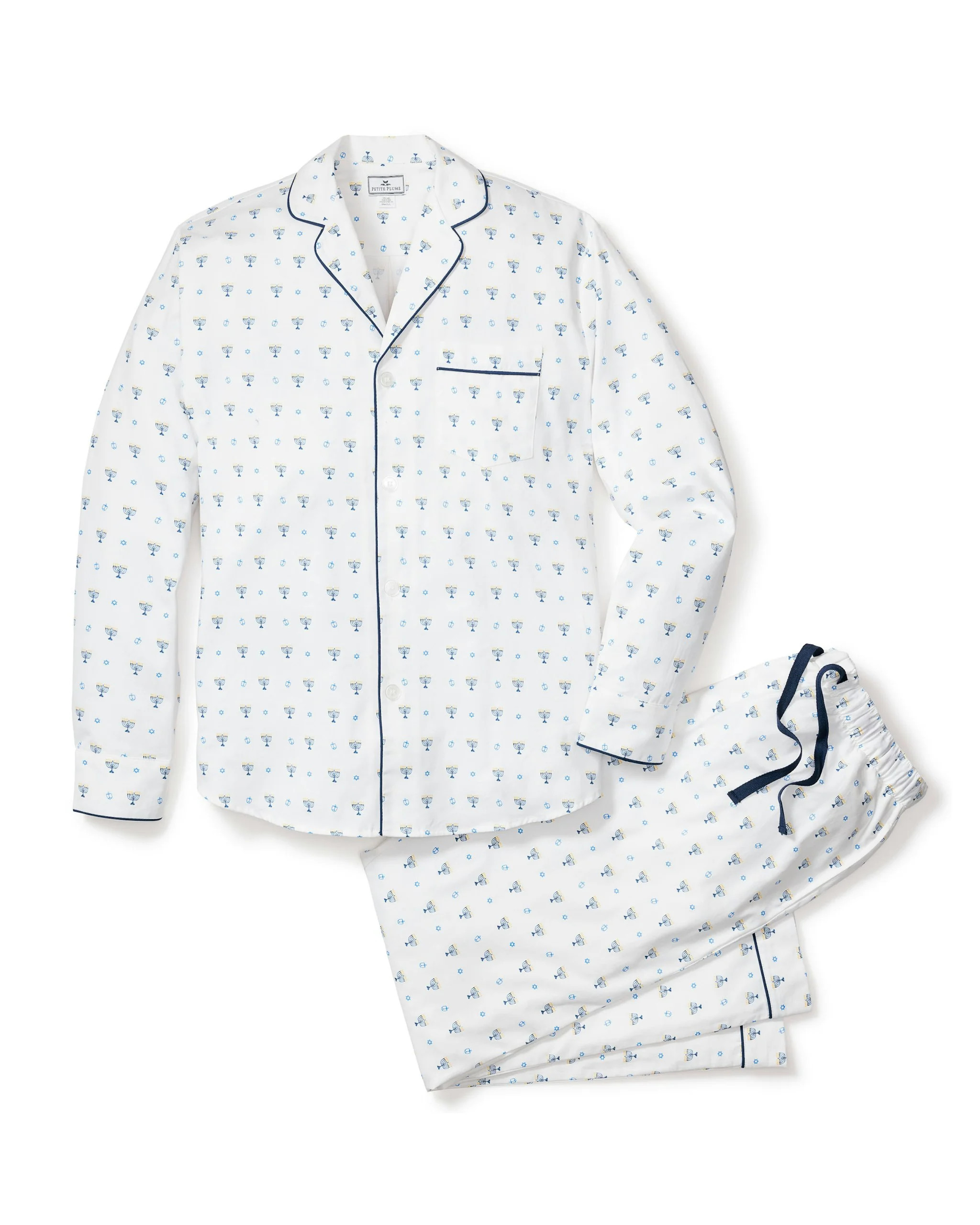 Men's Twill Pajama Set in Happy Hanukkah | Petite Plume