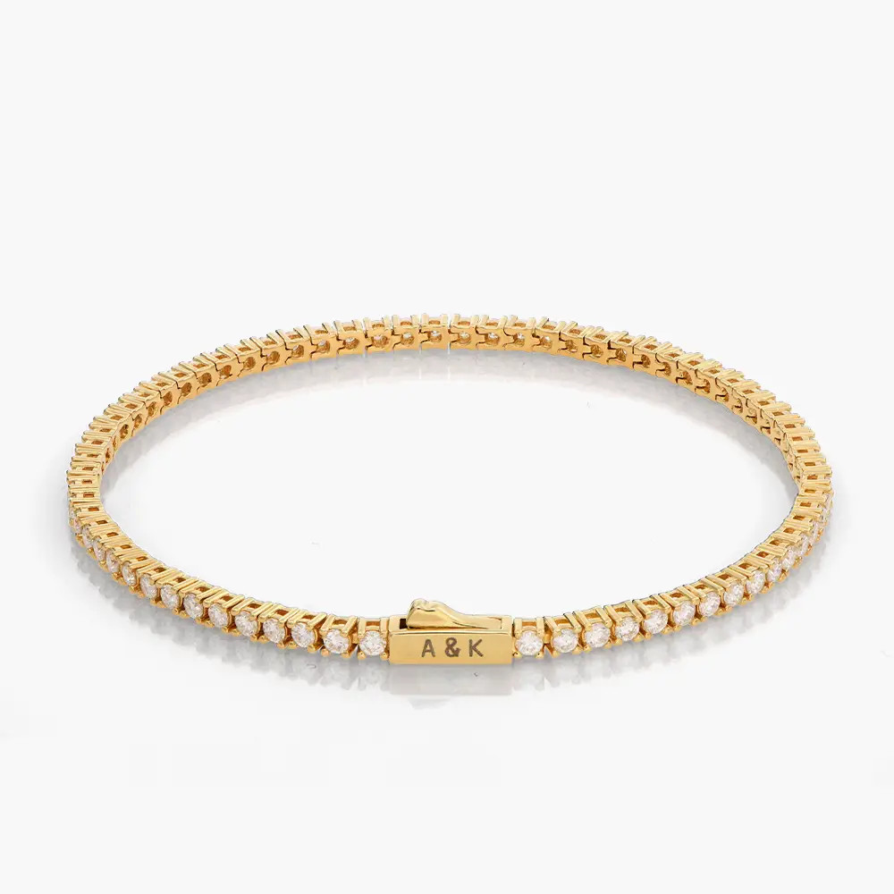 Engraved Moissanite Tennis Bracelet- Gold Vermeil | Oak & Luna (US)