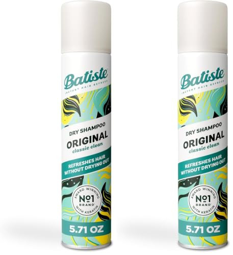 Batiste Dry Shampoo, Original Fragrance Classic Clean, Refresh Hair and Absorb Oil Between Washes, Waterless Shampoo for Added Hair Texture and Body, 5.71 oz (Pack of 2) | Amazon (US)