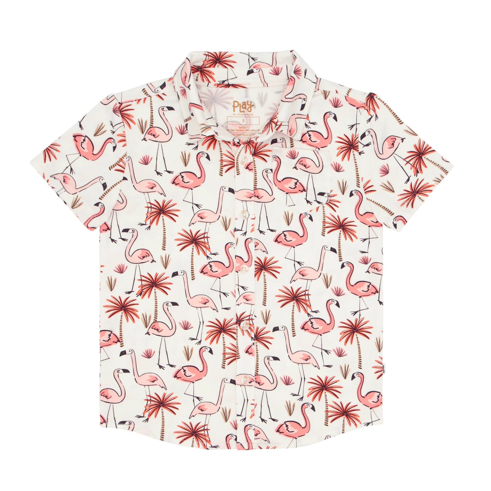 Pink Palms Button Down Polo | Little Sleepies