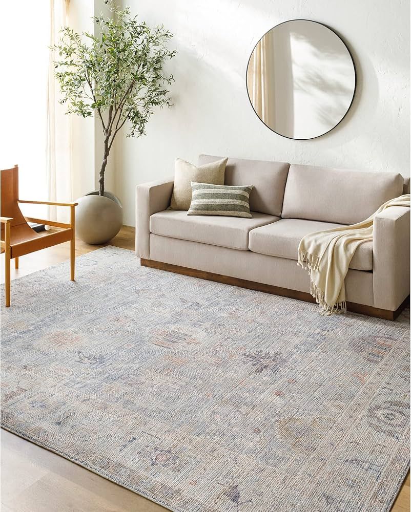 Becki Owens x Surya Marlene Vintage Medallion Area Rug, 3'10" x 5'7", Pale Blue | Amazon (US)