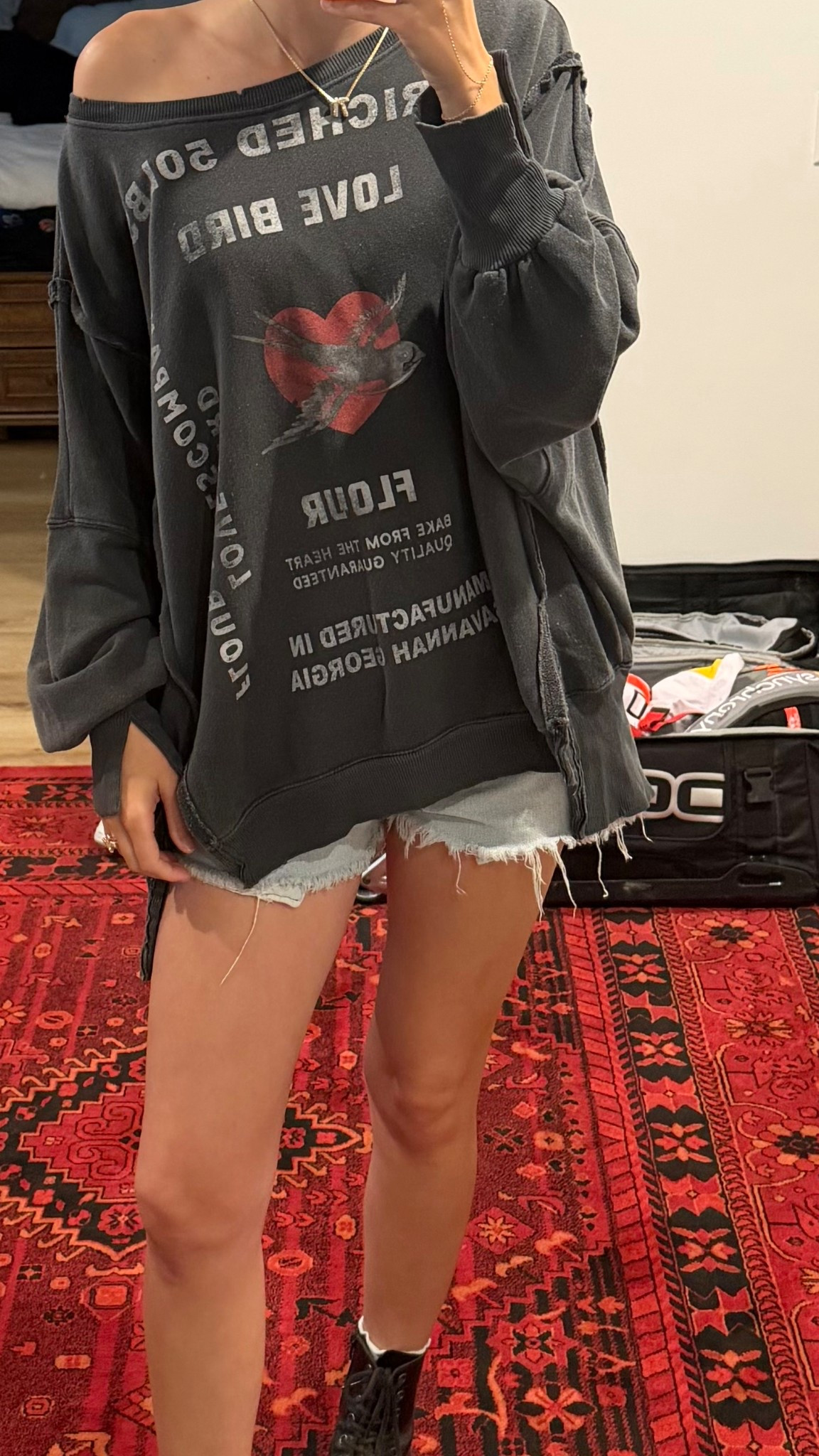 Track ootd 🏍️❤️‍🔥
Shorts are thrifted Levi’s 
Crewneck is in size Xs 

#LTKTall #LTKTravel #LTKootd