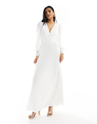 Vila Bridal lace open back maxi dress in white | ASOS | ASOS (Global)