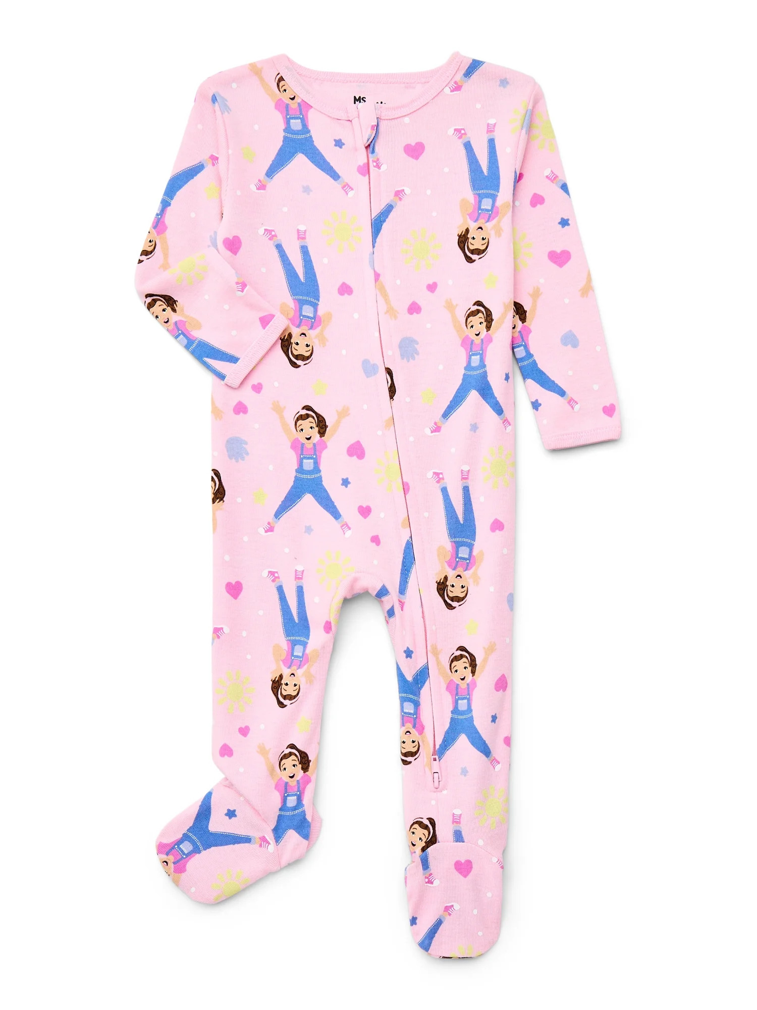 Ms. Rachel Baby Boys or Girls Two-Way Zip Front Footed Pajama One-Piece, Sizes 0-6/9M | Walmart (US)