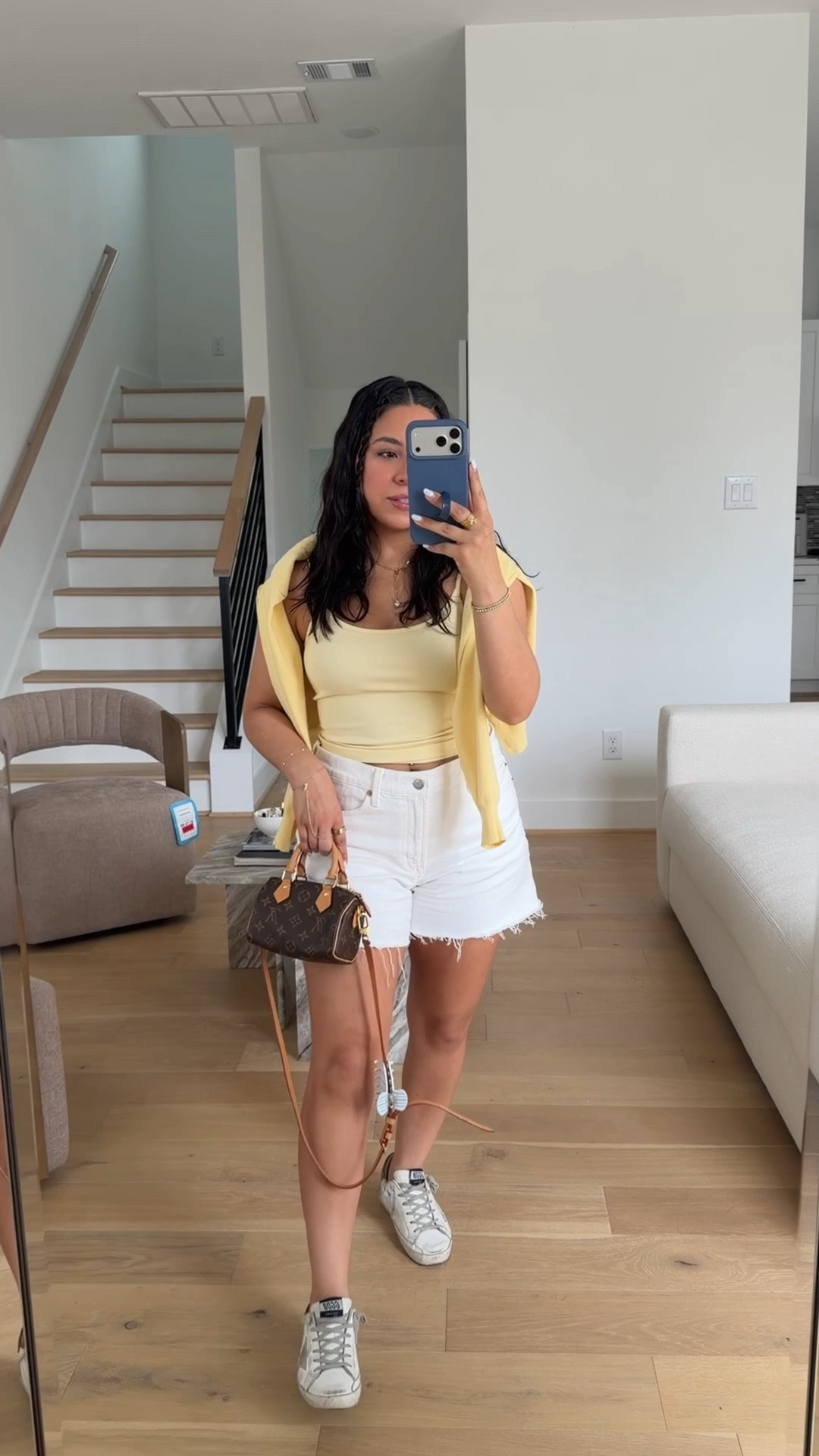 Cami: small
Cardigan: xs
Shorts: 28 
Sneakers: 36 
Nano speedy bag

#LTKgrwm #LTKootd #LTKSaleAlert