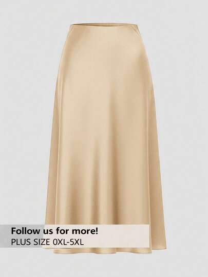 Firerie Plus Size Elegant Solid Color A-Line Skirt, Versatile For Commuting | SHEIN