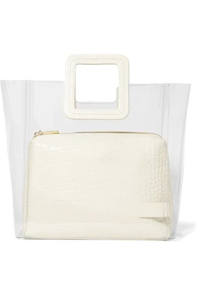 STAUD - Shirley Pvc And Croc-effect Leather Tote - Cream | NET-A-PORTER (US)