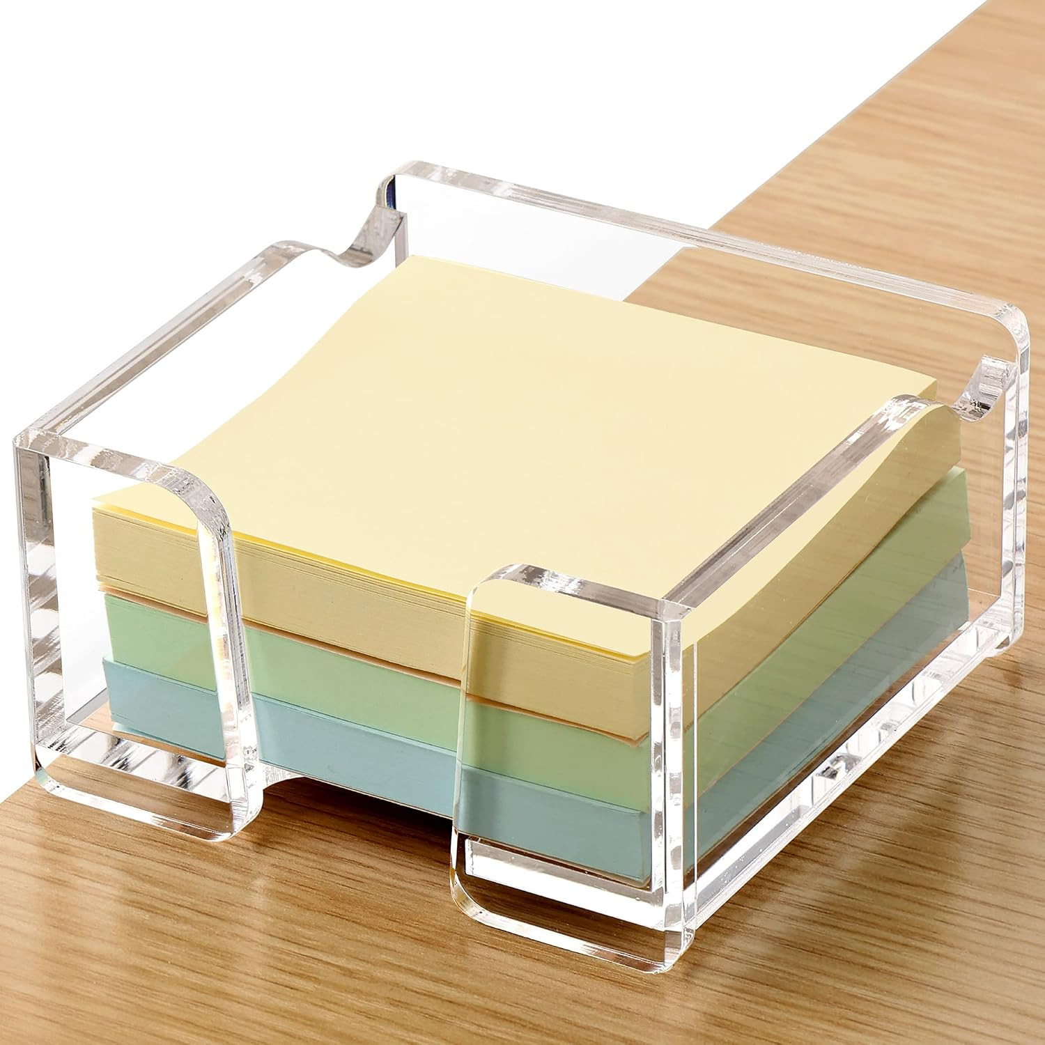 SANRUI Acrylic Sticky Note Holder with Pen Slot for 3x3 Inch Notes, Clear | Amazon (US)