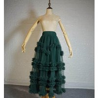 Romantic Layered Tulle Maxi Skirt, Handmade Stretch High Waist Ruffled Fairy Festival Skirt, Custom  | Etsy (US)