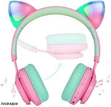 Riwbox CT-7 Cat Ear Bluetooth Headphones, LED Light Up Bluetooth Wireless Over Ear Headphones wit... | Amazon (US)