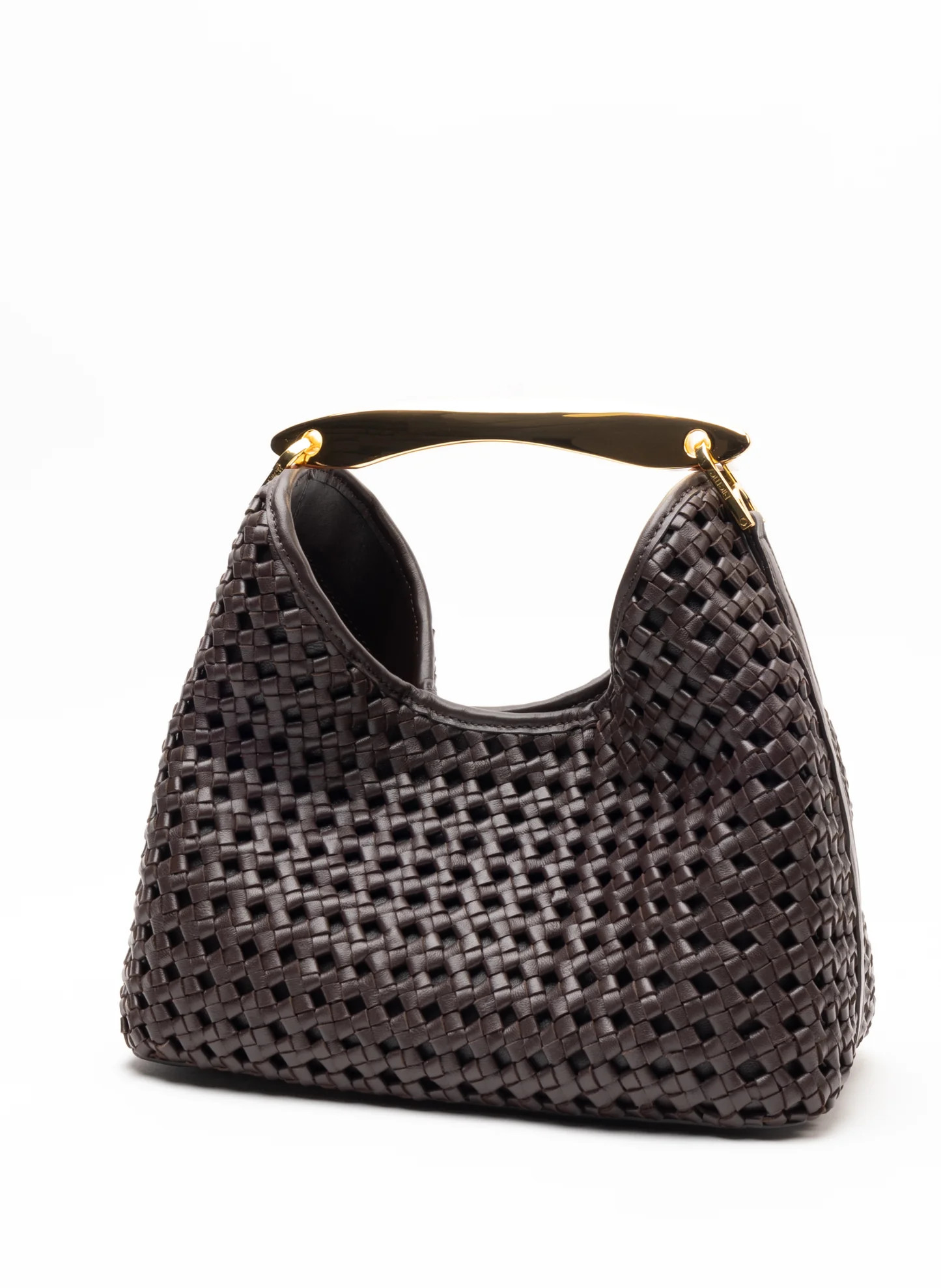 Boomerang Woven Leather Dark Brown - French Woven Handbags - Elleme | Elleme