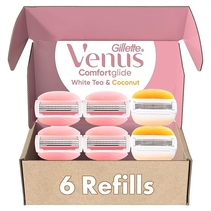 Gillette Venus ComfortGlide White Tea 4 count, with Gillette Venus ComfortGlide plus Olay 2 count... | Amazon (US)