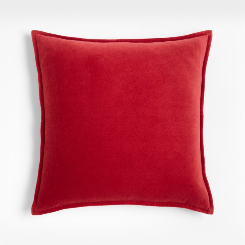 Red 20" Washed Cotton Velvet Pillow | Crate and Barrel | Crate & Barrel