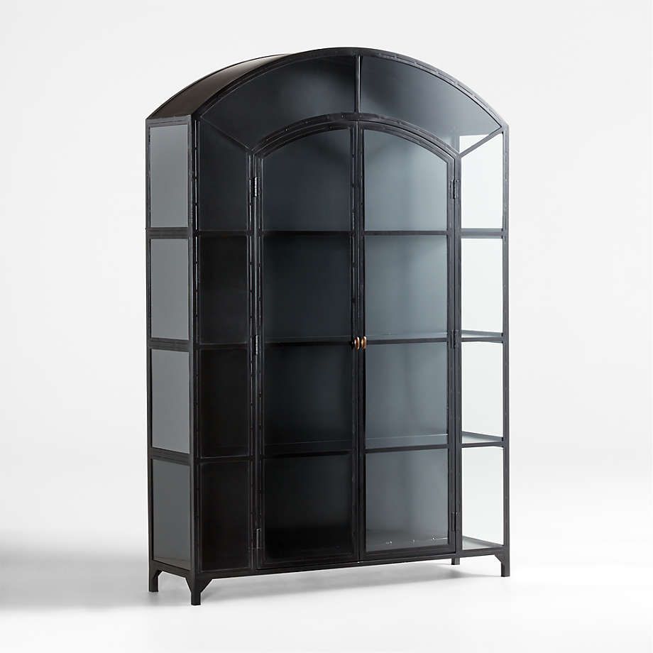 Ventana Wide Black Glass and Metal Display Storage Cabinet + Reviews | Crate & Barrel | Crate & Barrel