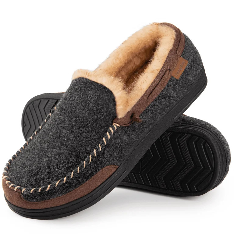 LongBay Men's Moccasin Slippers Memory Foam House Shoes Indoor Outdoor | Walmart (US)