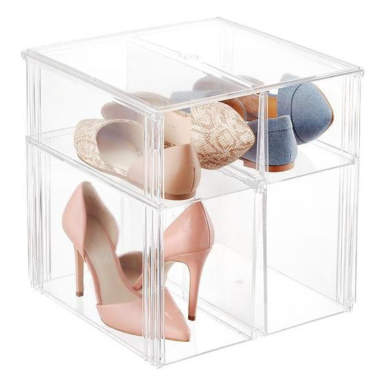 Premium Stackable Tall Shoe Bin Case of 4 | The Container Store