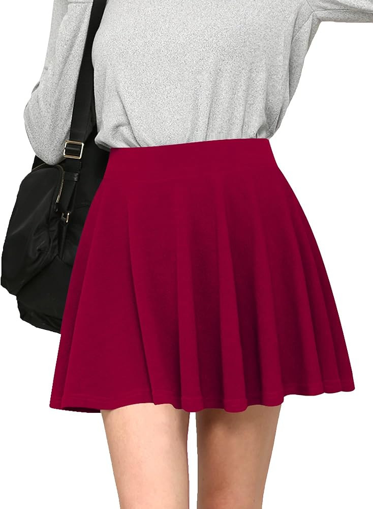 Made By Johnny Women's Casual Stretchy Flared Pleated Mini Skater Skirt with Shorts | Amazon (US)