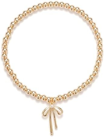Beads Bow Charm Bracelet for Women Flower Vintage Bracelet Handmade Stretch Beaded Dainty Romanti... | Amazon (US)