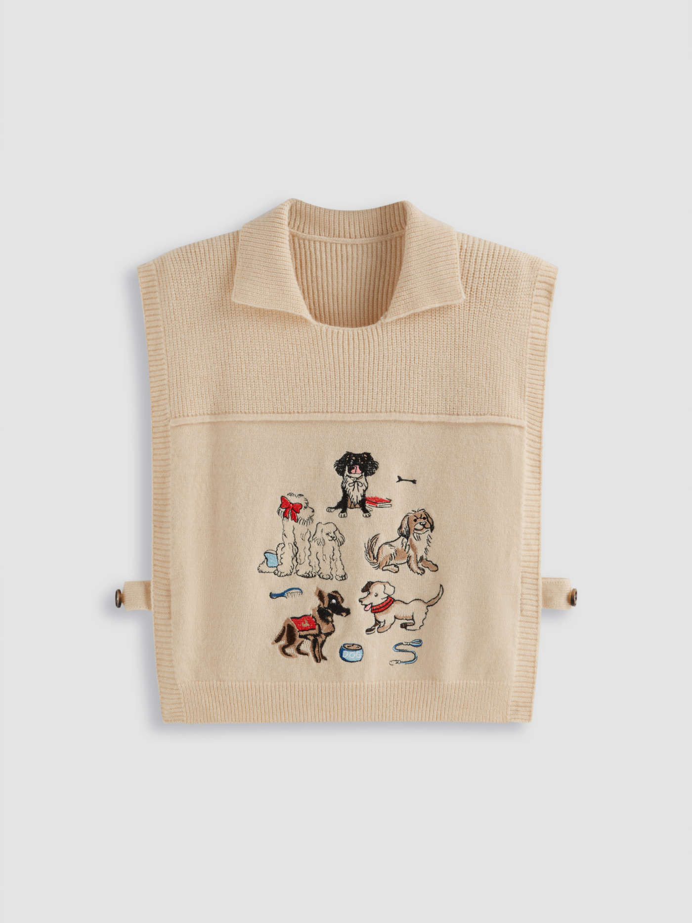 Knit Fabric Knit Collar Dog Embroidery Oversized Vest Curve & Plus For School Daily Casual | Cider