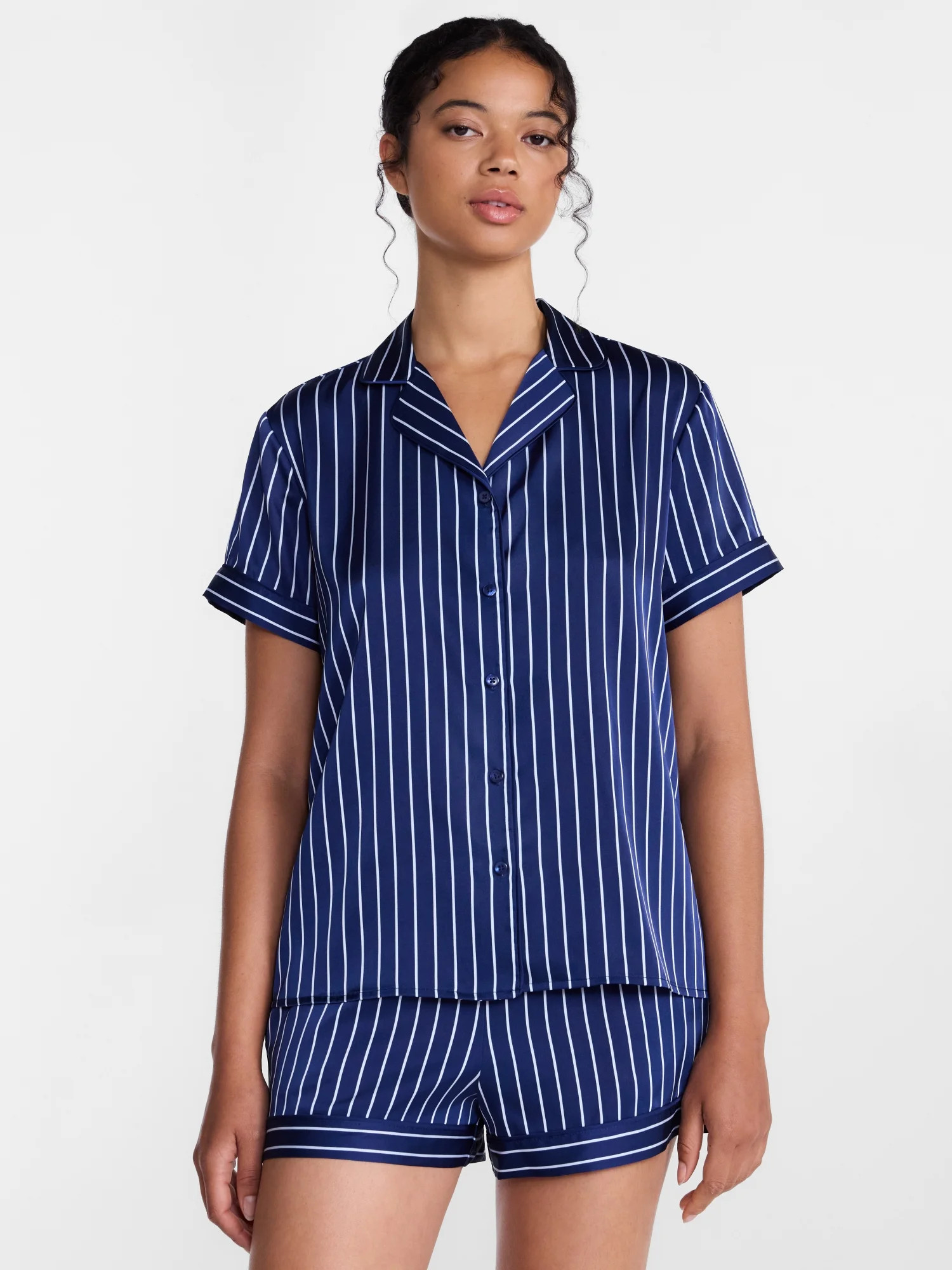 Joyspun Women’s Stretch Satin Sleep Top and Shorts, 2-Piece Set, Sizes XS to 3X | Walmart (US)