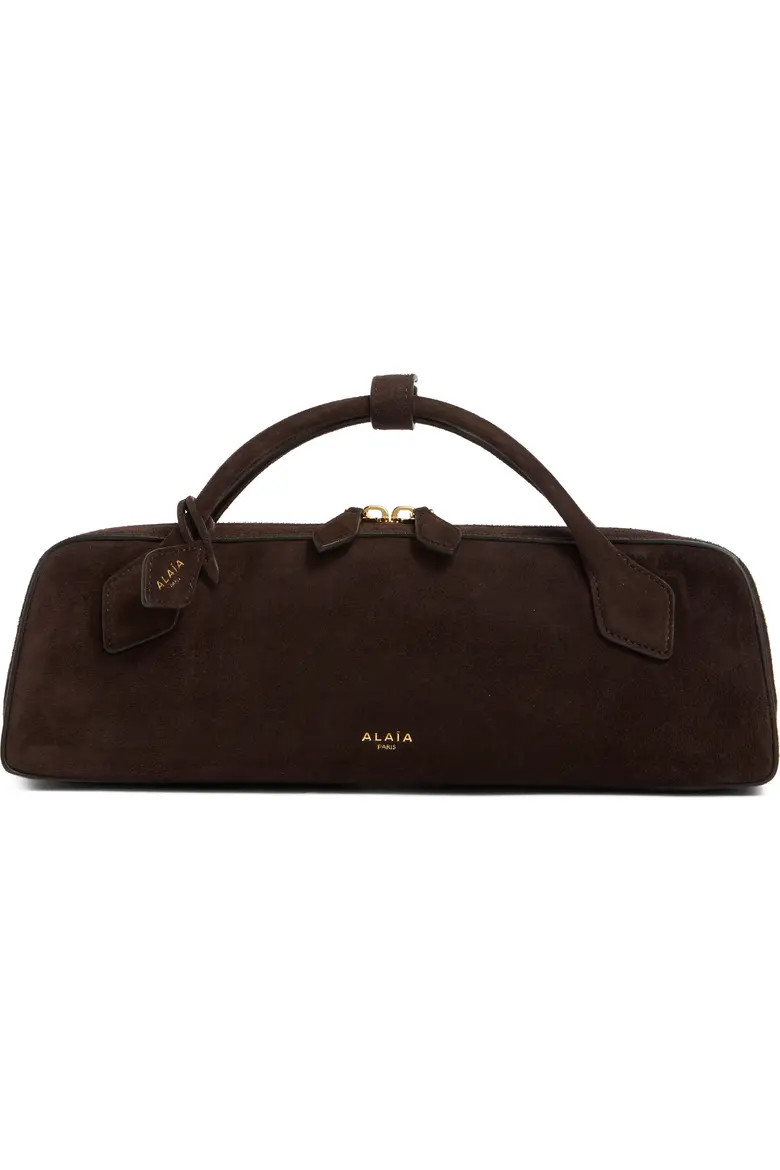 Alaïa Le Teckel Suede East/West Clutch in Noir at Nordstrom | Nordstrom