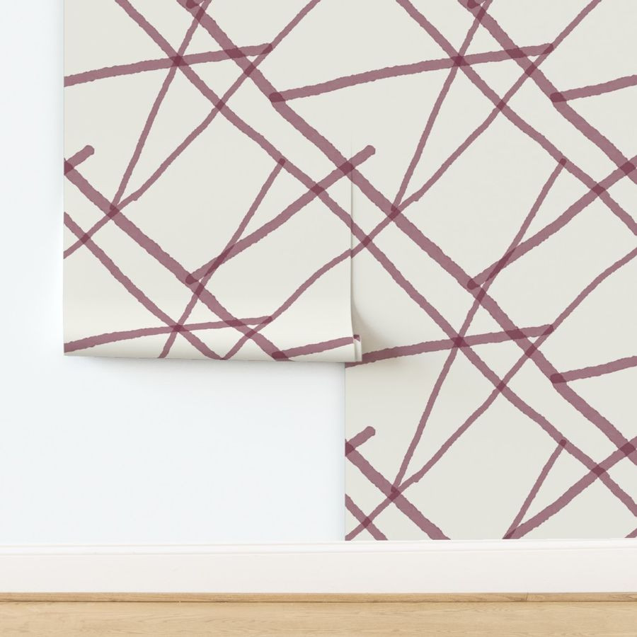 Wallpaper in Trellis Plum | Spoonflower