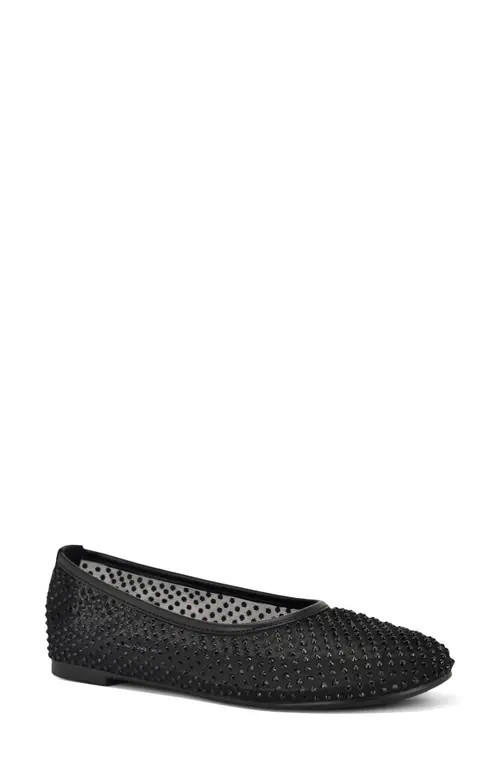 Nine West Burnne Studded Mesh Flat in Black at Nordstrom, Size 10.5 | Nordstrom