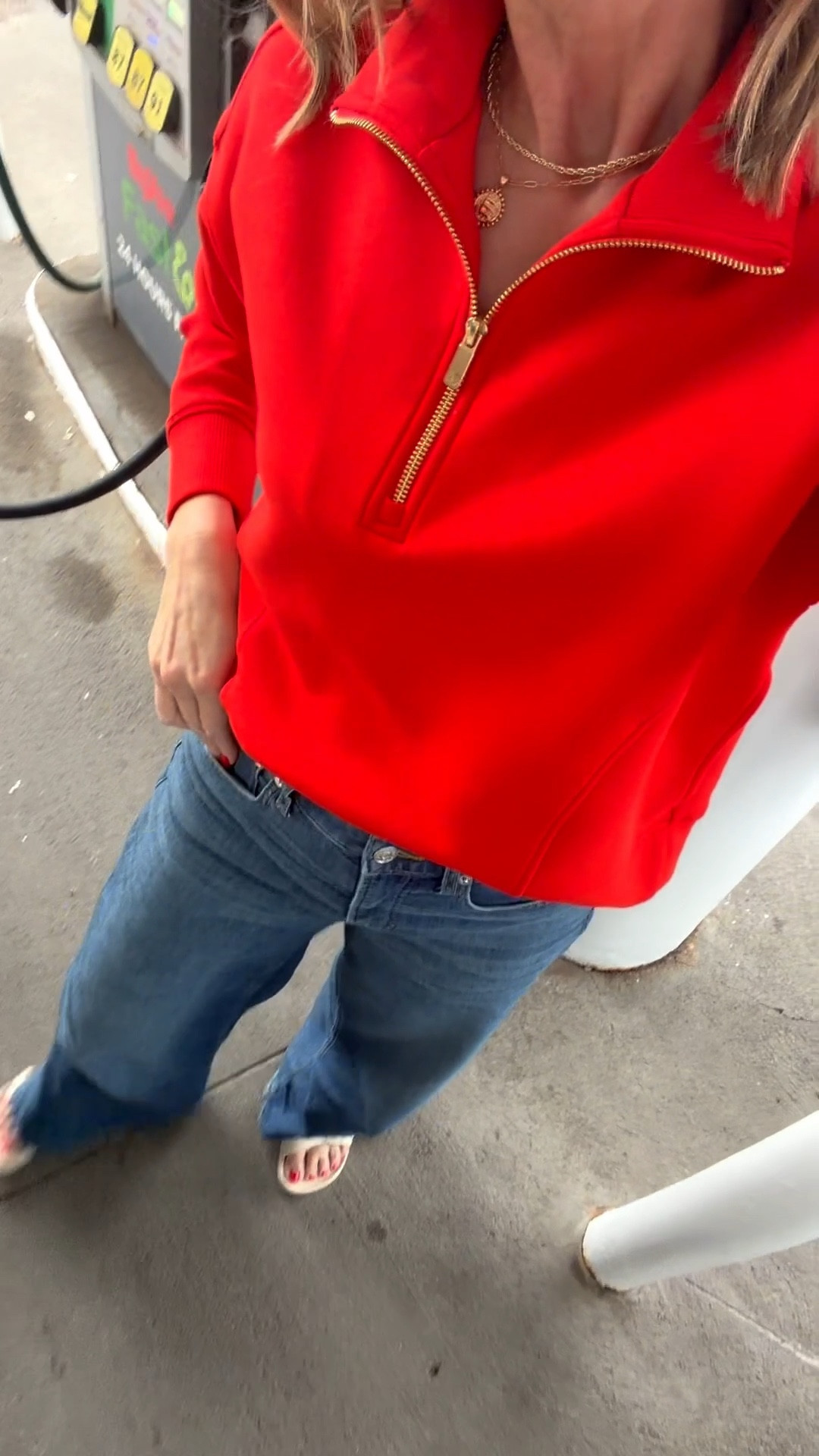 This pullover from Calia is still available in Pink Sand which is like a Shell Pink. I got a medium. 
Jeans are the comfiest ever! The lightweight denim from @Spanx and I got a small tall. 

#LTKmomlife #LTKTall #LTKOver40
